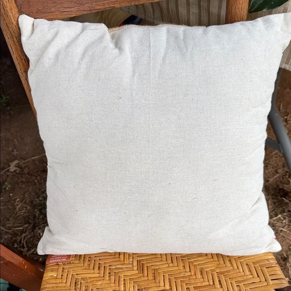 Festive Red and Tan JOY Holiday Pillow